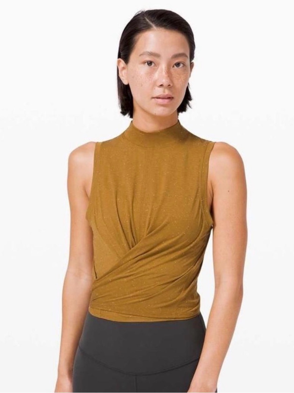 Lululemon Time to Restore Mock Neck Cropped Tank in Spiced Bronze